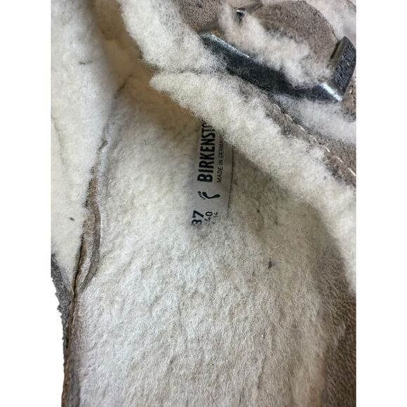 Birkenstock Arizona Shearling Suede Slide Sandals Gray Size 37 – Made in Germany - Picture 7 of 11